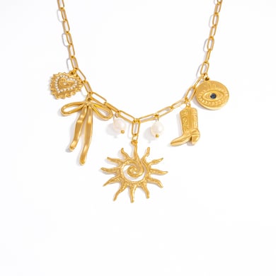 1 stuk Retro Zon roestvrijstalen hangerketting h5 