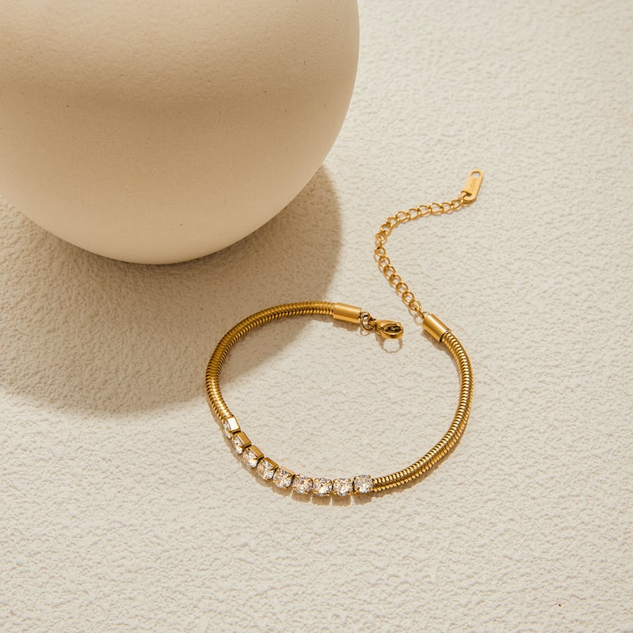Bracelet chaîne luxueux en acier inoxydable doré pour femme, motif étoile, 1 pièce Image6