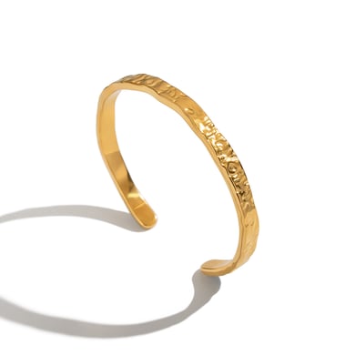 Bracciale rigido color oro in acciaio inossidabile con motivo a martello, 1 pezzo h5 Immagine5