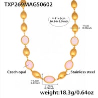 TXP269 - Collana in opale rosa dorato 41+5 cm Immagine14
