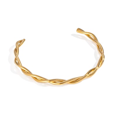 1 Piece Simple Series Casual Twist Stainless Steel Gold Color  Women's Bangles h5 Picture6