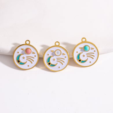 Simple Classic Sun/Moon Stainless Steel DIY Pendant h5 Picture3