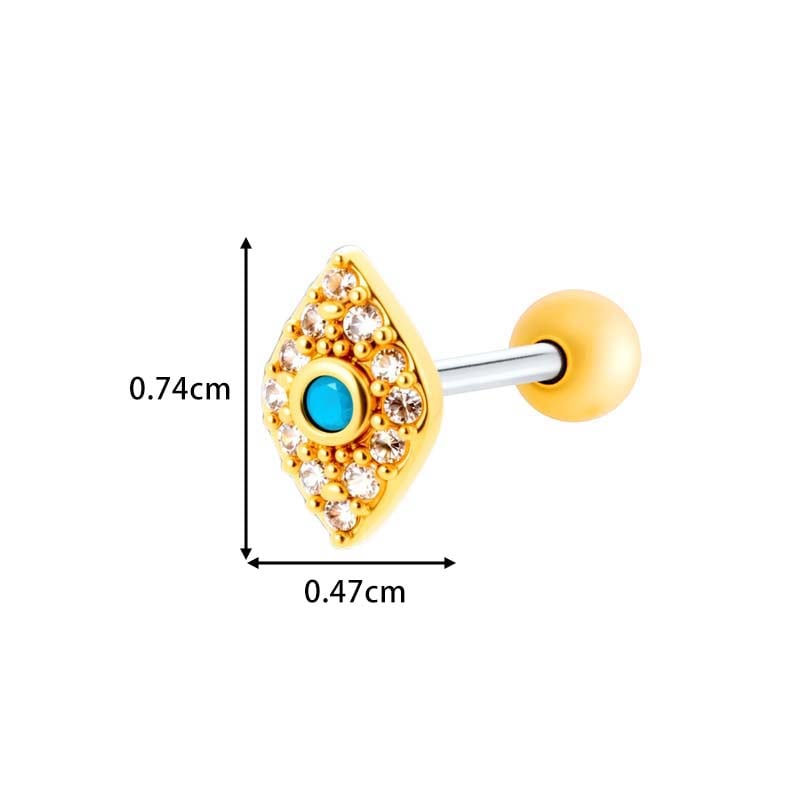 1 Piece Heart Copper Gold Color Zircon Piercing Earring Picture2