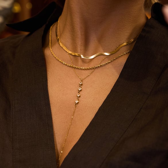1 Piece Delicate Tassel Stainless Steel Gold Color Women's Pendant Necklaces