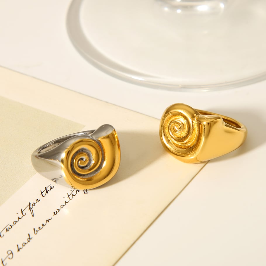 1 Stück Daily Lines Statement-Ringe aus Edelstahl in Goldfarbe Bild7