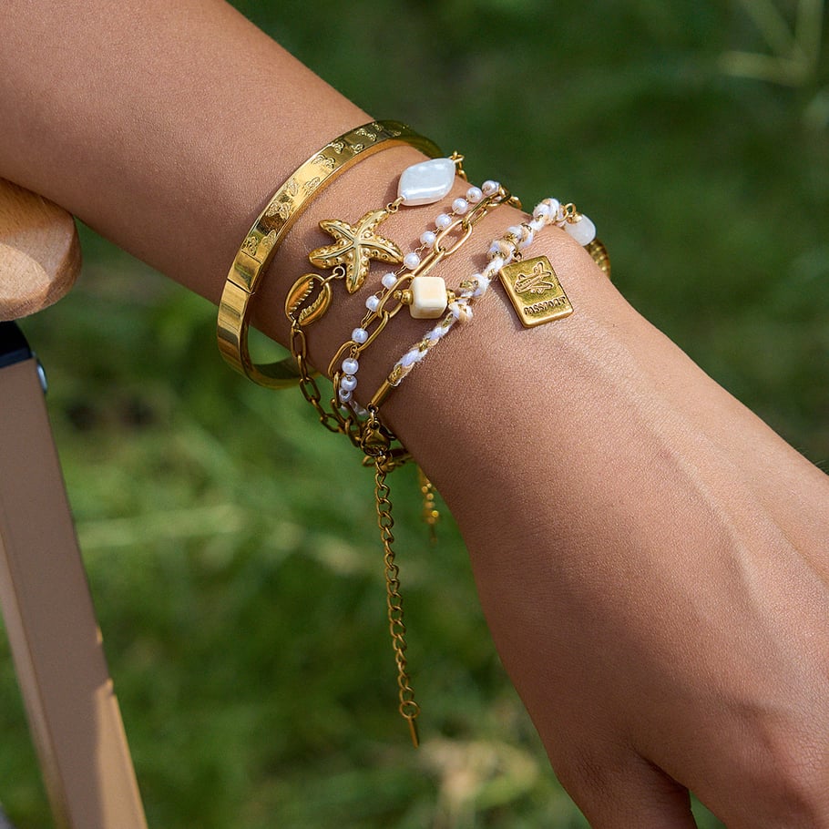 1 stuk ontwerpbare donutvormige damesarmband van roestvrij staal met bedel Afbeelding6