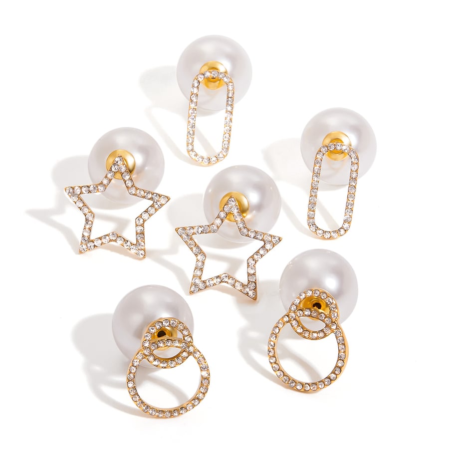 1 Pair Delicate Circle Stainless Steel Gold Color Women's Stud Earrings Picture8