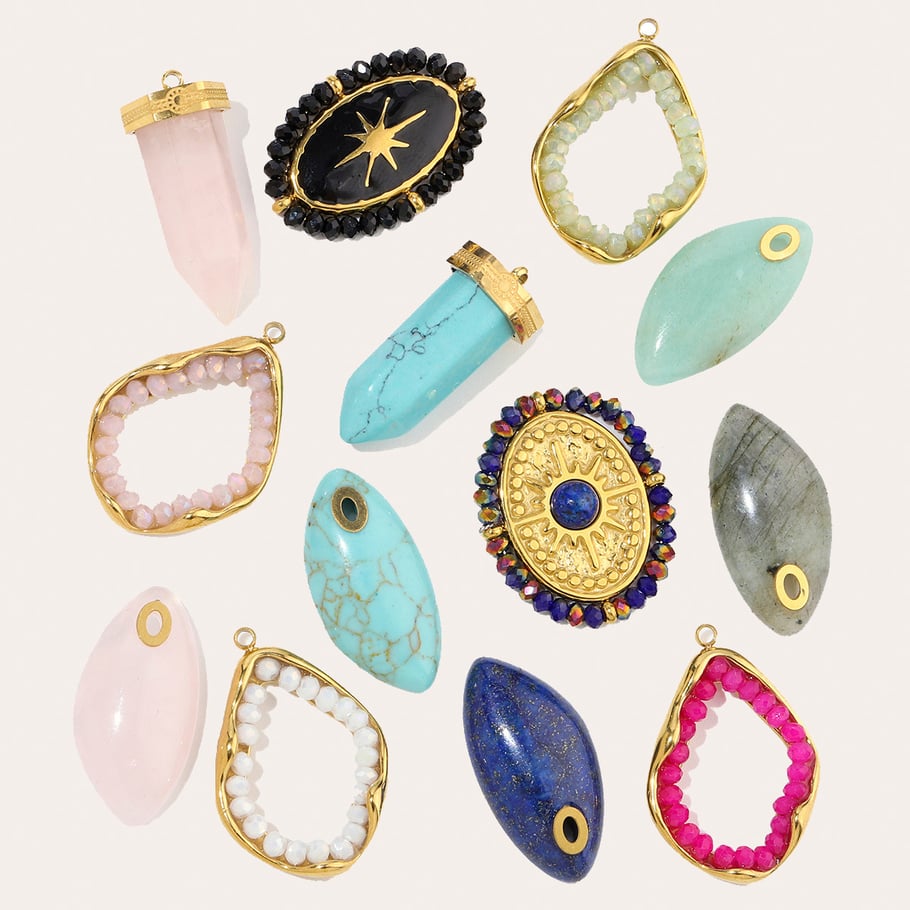 1 pieza de colgantes de piedras naturales de forma irregular para mujer Imagen6