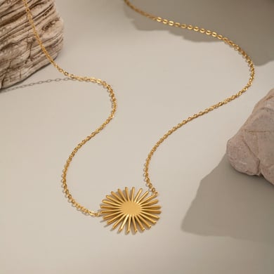 1 pezzo semplice casual sole collana pendente in acciaio inossidabile color oro da donna h5 Immagine2