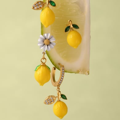 1 Pair Natural Lemon Stainless Steel Gold Color Women's Drop Earrings h5 Picture2