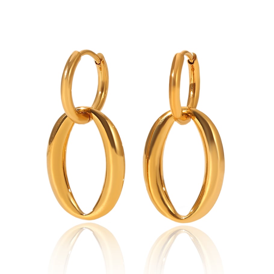 1 Pair Simple Series Daily Geometric Stainless Steel  Women's Hoop Earrings 