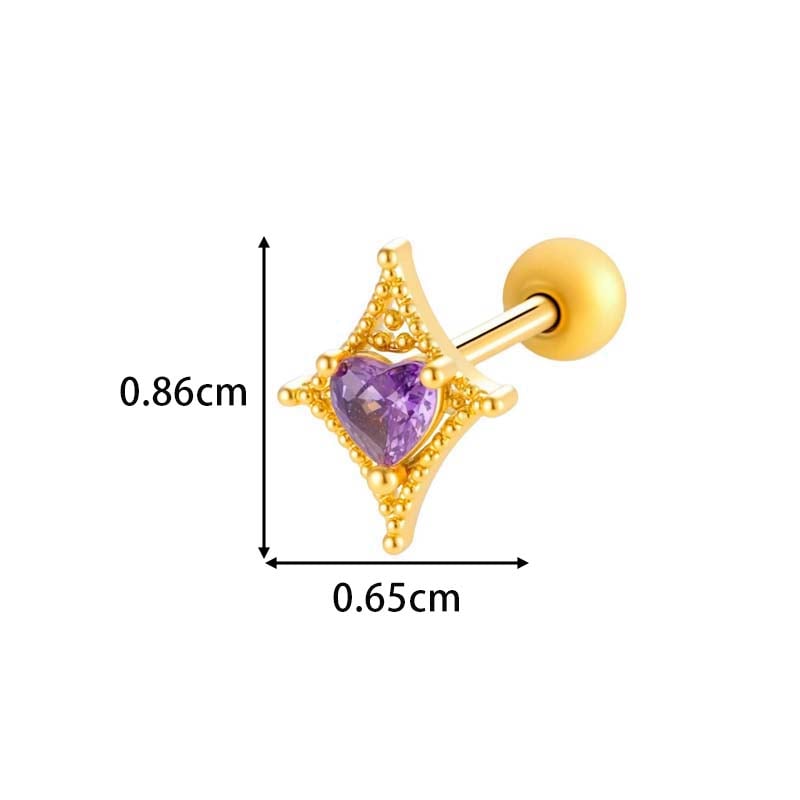 1 pieza de pendientes de perforación intrincados de cobre dorado con circonitas para mujer Imagen2