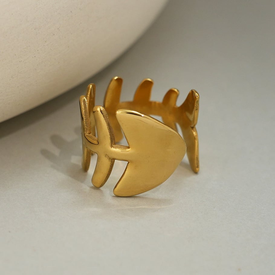 Bague en acier inoxydable couleur or avec motif animal naturel, 1 pièce Image7