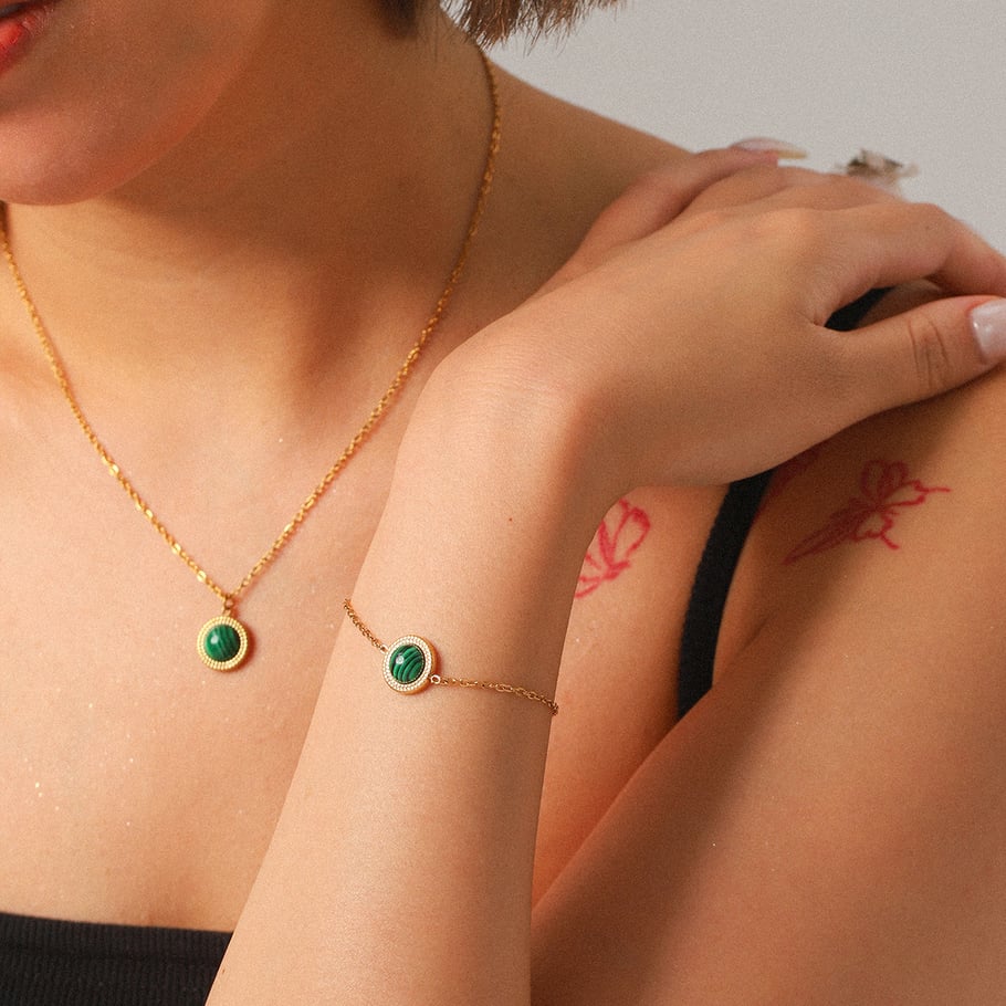 1 Piece Simple Series Daily Circle Stainless Steel  Natural Stone Women's Necklaces Picture5