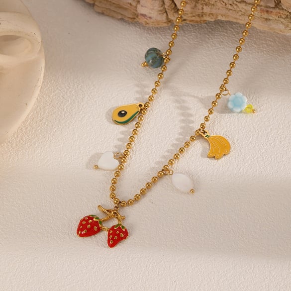 1 Piece Sweet Fruit Stainless Steel Women's Pendant Necklaces 2