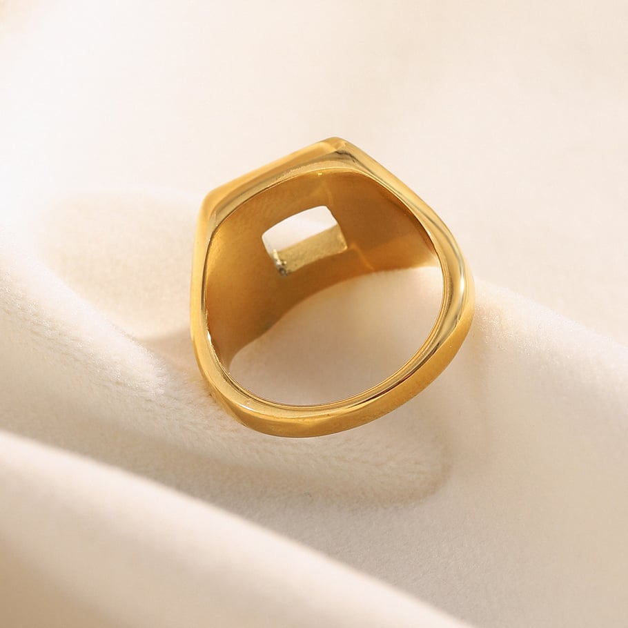 1 Piece Luxurious Series Daily Rectangular Stainless Steel Gold Color Statement Rings Picture5
