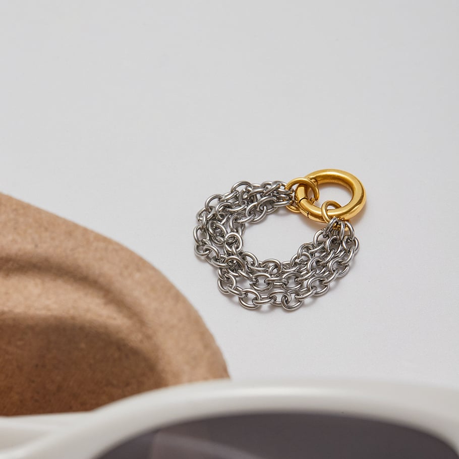 1 Piece Modern Texture Stainless Steel Gold Color Minimalist Rings Picture3
