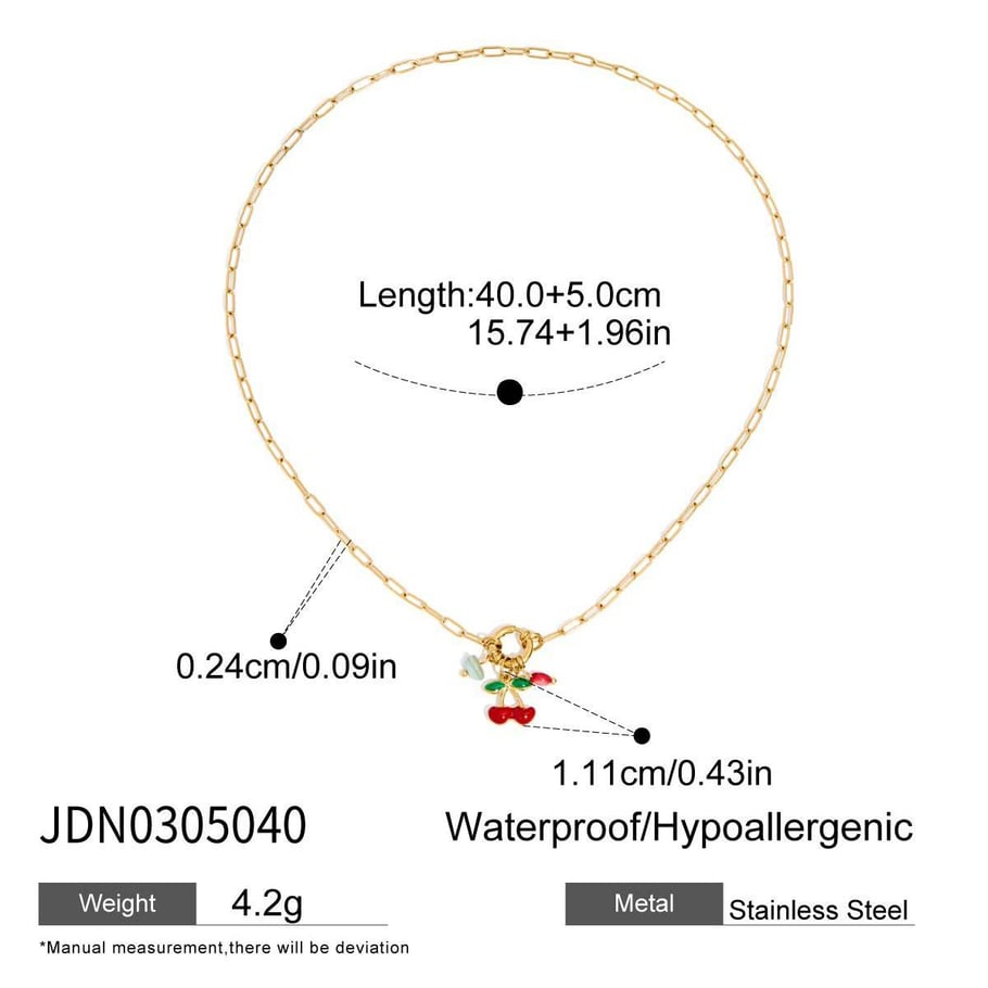 1 Piece Vivid Sweet Fruits Stainless Steel Gold Color Women's Pendant Necklaces