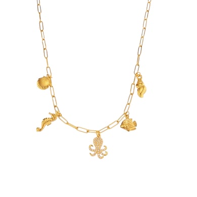 1 Piece Marine Organism Stainless Steel Gold Color Women's Pendant Necklaces h5 