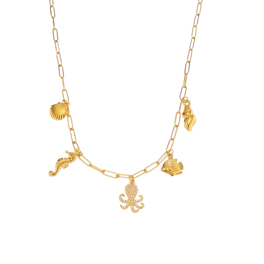 1 Piece Marine Organism Stainless Steel Gold Color Women's Pendant Necklaces 