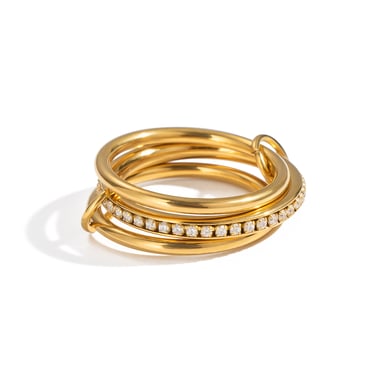 1 Piece Simple  Patchwork Stainless Steel Gold Color  Rhinestone Statement Rings h5 Picture5