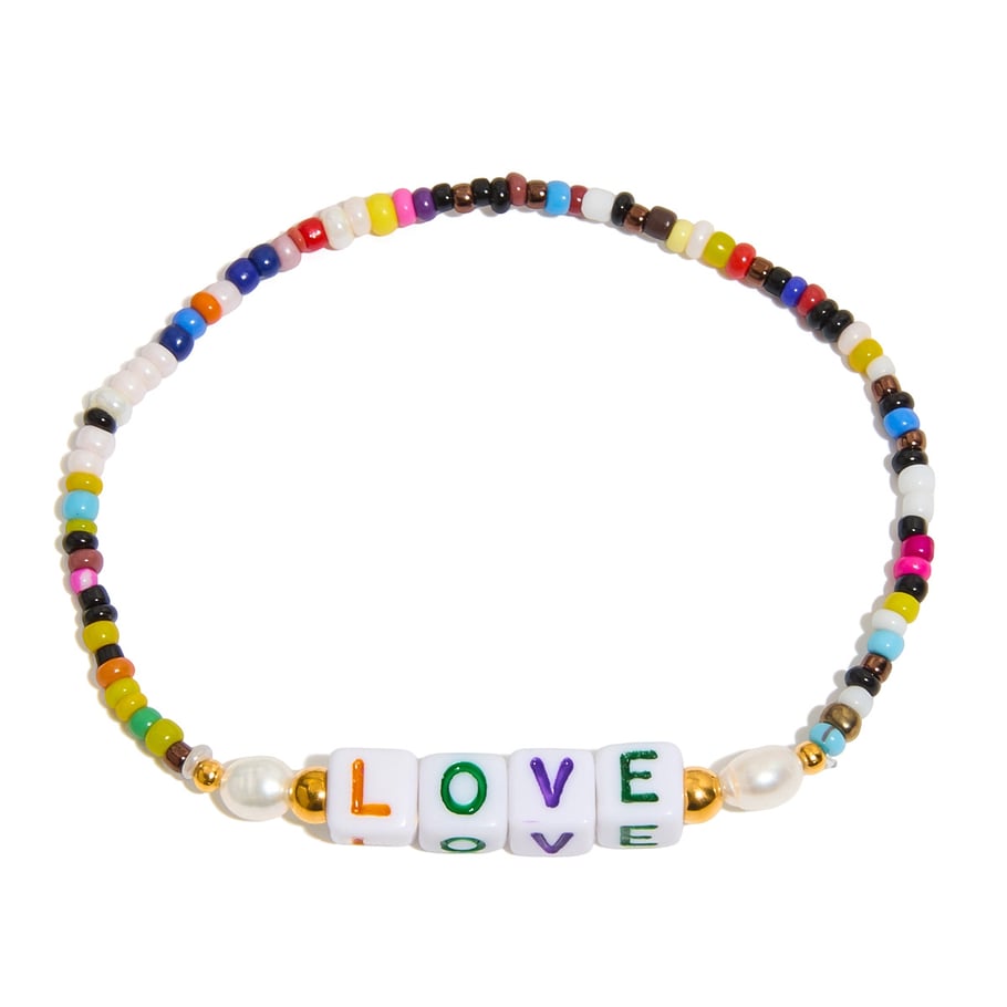 1 Piece Letter Colorful Beads Resin Women's Beaded Bracelets 