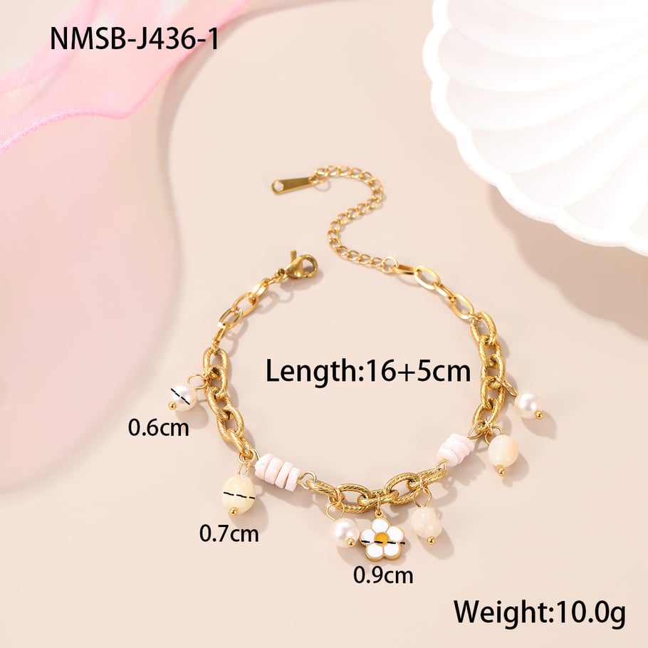 1 Piece Romantic Stainless Steel Gold Color Charm Bracelet 