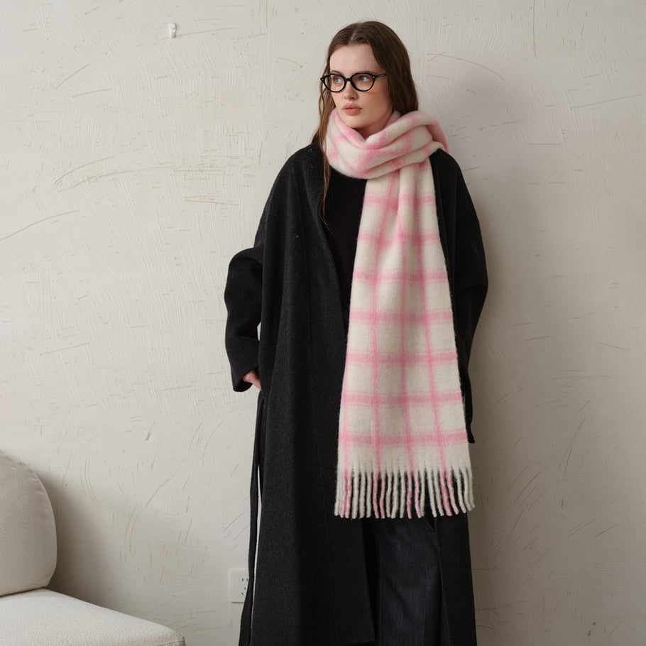 1 pieza de bufanda de invierno a cuadros para mujer Imagen2