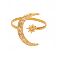 A743-Golden Star Moon 5A Zircon Ring/No.7 