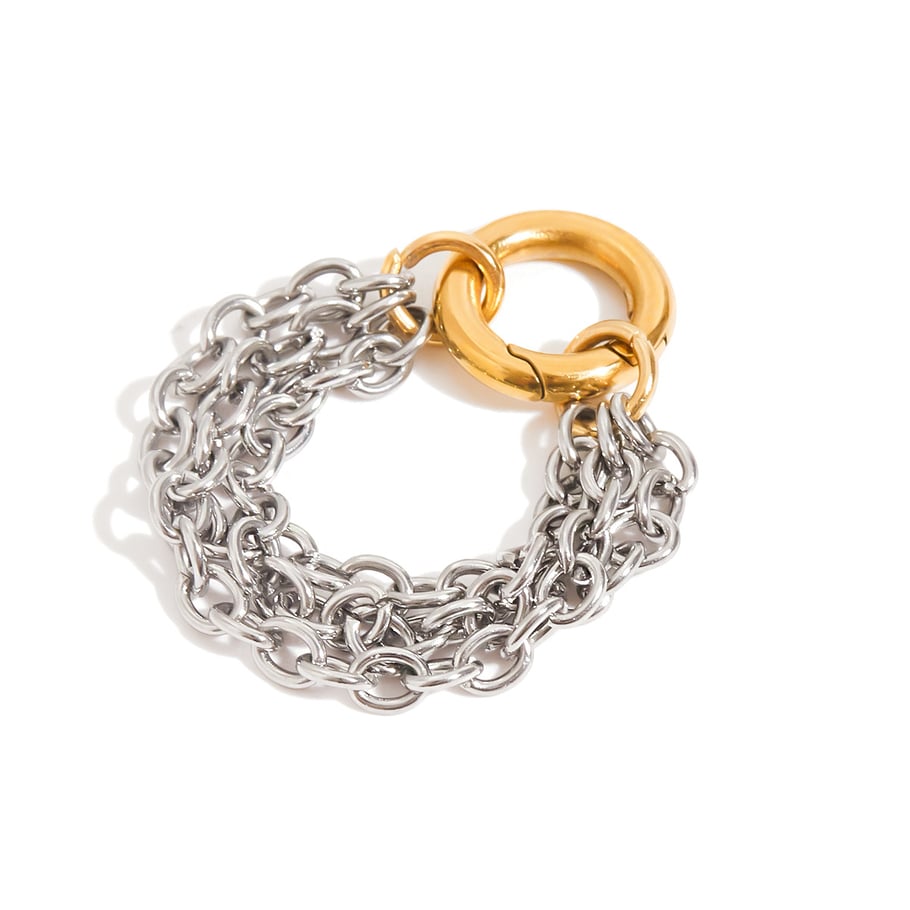 1 Piece Modern Texture Stainless Steel Gold Color Minimalist Rings 