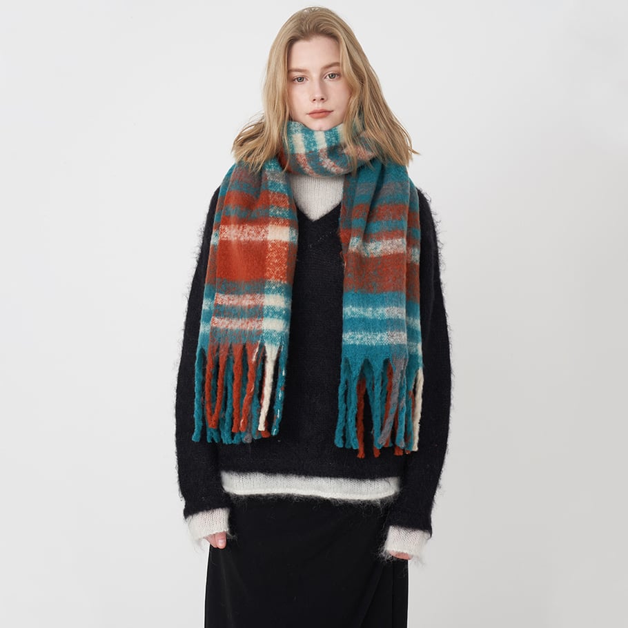 1 Stück Romantische Casual Plaid Mischfarben Polyester Damen Winterschals 