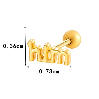1 Stück Buchstabe Kupfer Gold Farbe Zirkon Piercing Ohrring h5 Bild2