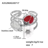 A352-Anello in acciaio con piccola margherita/Numero 7 Immagine2