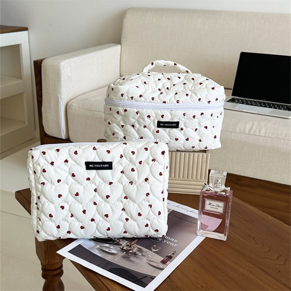 1 Stück klassische Kosmetiktasche für Damen mit Herzmotiv