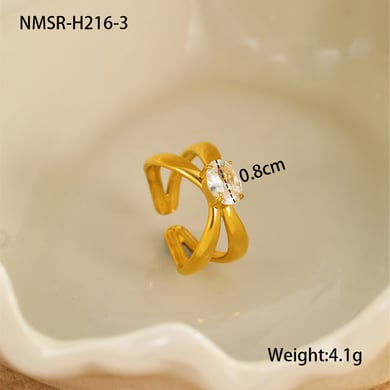 1 Stück Simple Series Elegante geometrische verstellbare Ringe aus Edelstahl für Damen h5 