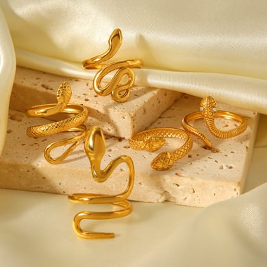 1 Piece Simple Series Daily Snake Stainless Steel  Statement Rings h5 Picture6