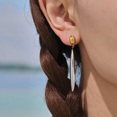 1 paio di orecchini pendenti da donna in acciaio inossidabile color oro dalla forma irregolare moderna h5 Immagine4