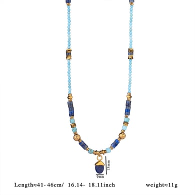 1 Piece Classic Series Elegant Sun Natural Stones Gold Color Women's Beaded Necklaces h5 Picture2