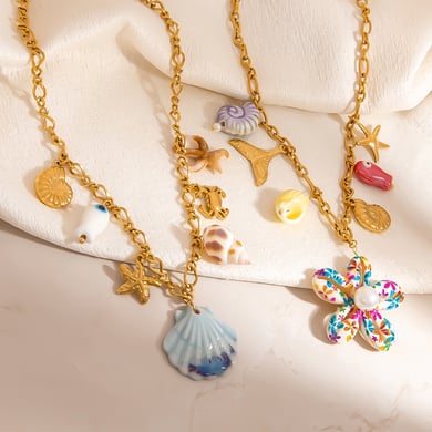 1 Piece Oceanic Stainless Steel Gold Color Pendant Necklace h5 Picture4
