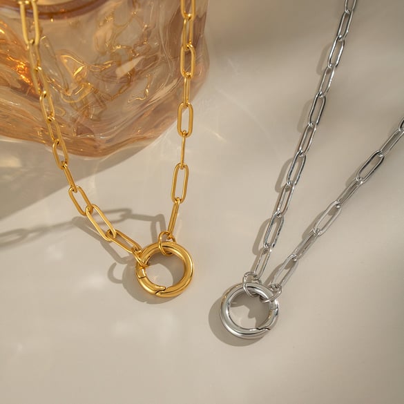 1 Piece Simple Series Daily Circle Stainless Steel  Women's Pendant Necklaces