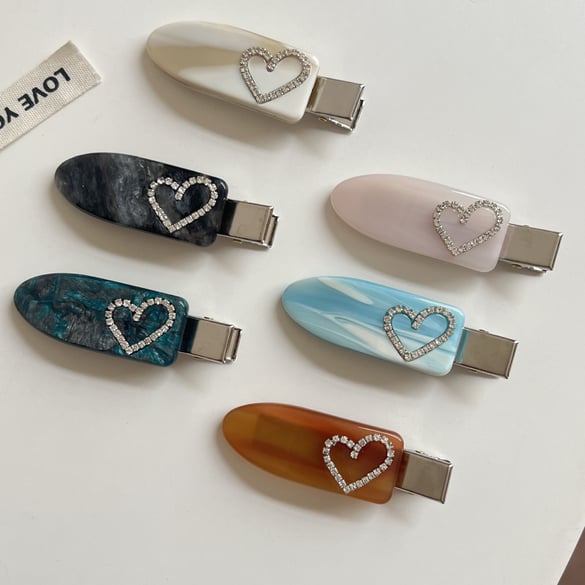 1 paar Simple Series elegante hartvormige acetaat haarspeldjes voor dames 2