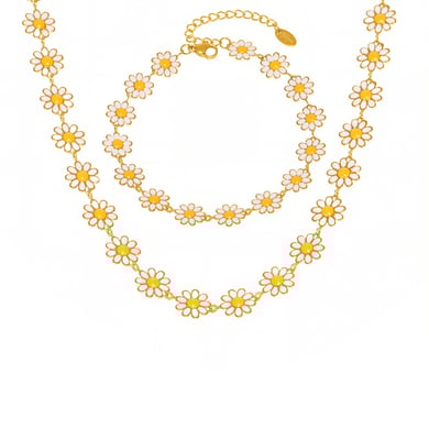1 Piece Sweet Daisy Stainless Steel Gold Color Women's Necklaces Sets h5 Picture7