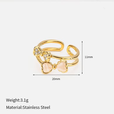1 Piece Bow Knot Stainless Steel  Gold Color Statement Ring h5 