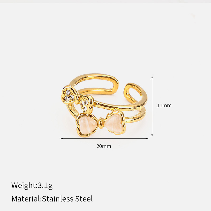 1 Piece Bow Knot Stainless Steel  Gold Color Statement Ring 