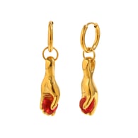 Handgehaltene Rubinohrringe - Gold 