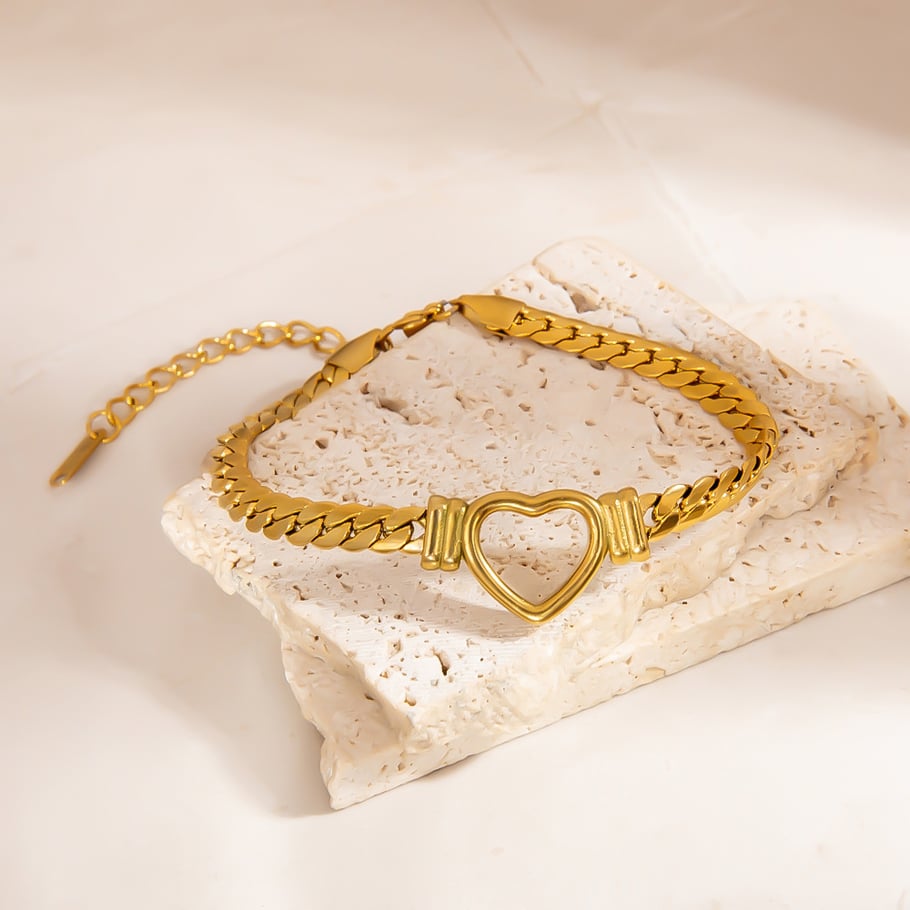 1 Piece Romantic Series Simple Heart Stainless Steel  Shell Women's Chain Bracelets Picture4