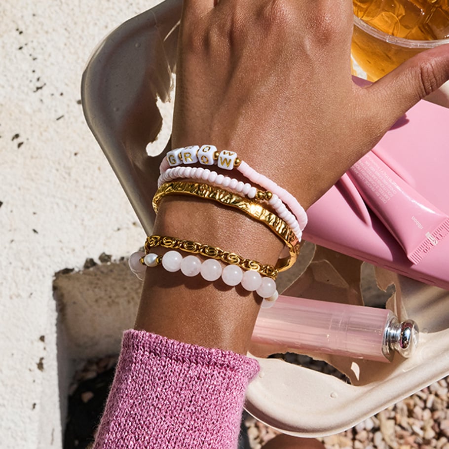 1 stuk zoete letterkralen plastic goudkleurige dames kralen armbanden Afbeelding4