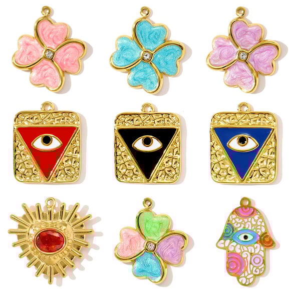 1 colgante retro de trébol de cuatro hojas para mujer