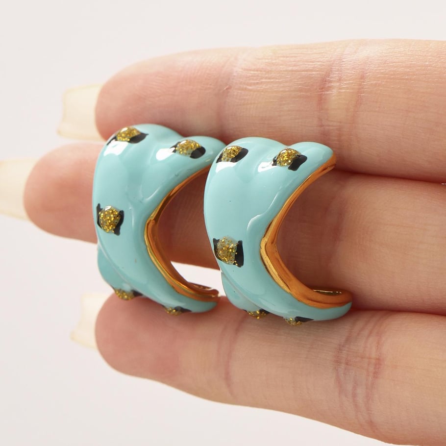 1 Pair Colorful Irregular Shape Stainless Steel Gold Color Women's Stud Earrings Picture5