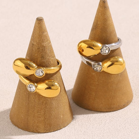 1 Piece Simple Series Casual Droplet Stainless Steel Gold Color Minimalist Rings
